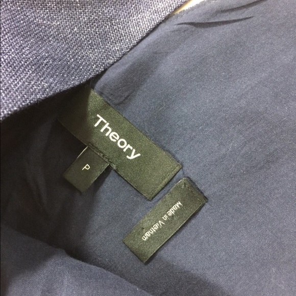 Theory V-Neck Linen Shift Dress Denim Blue Sz. P - Picture 6 of 6